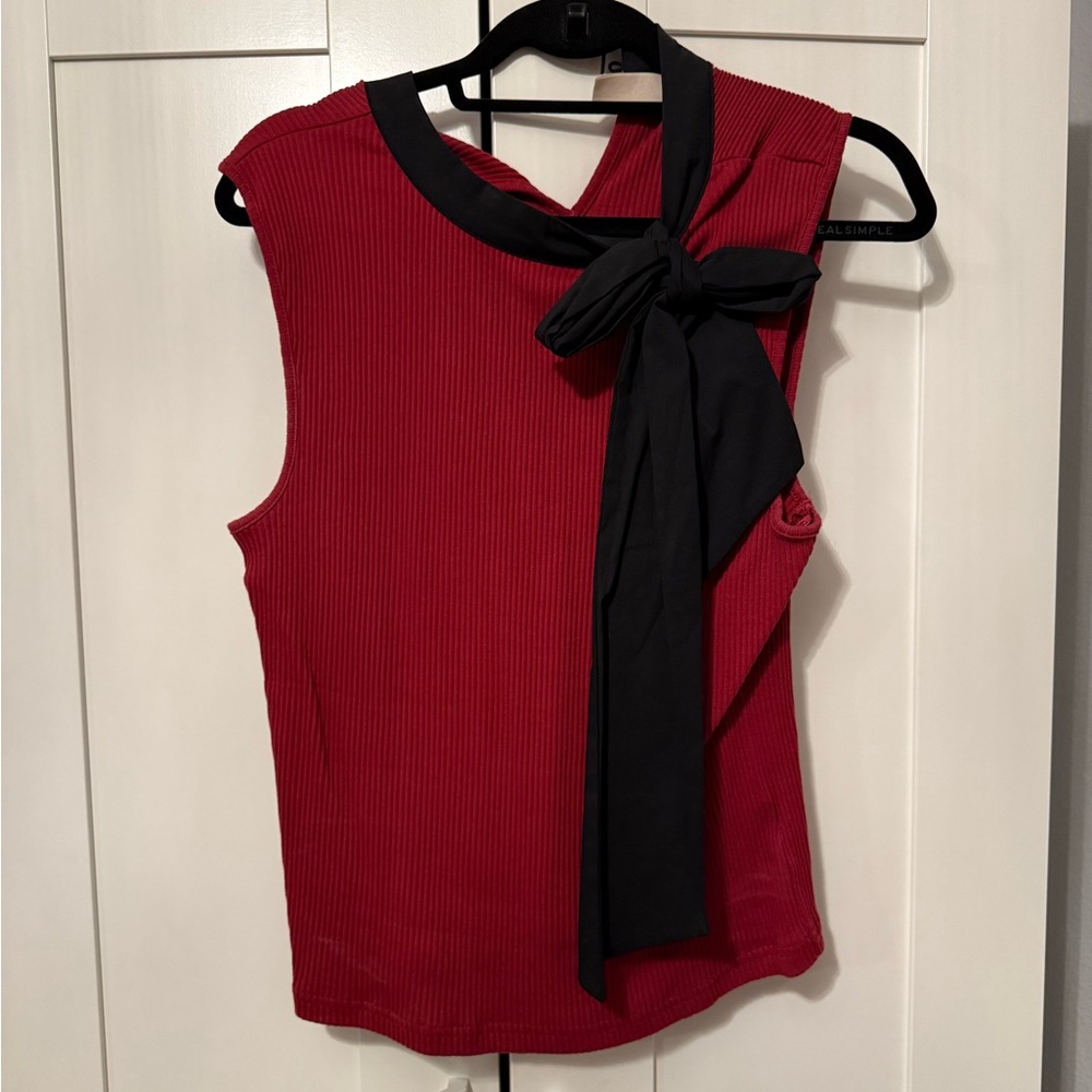 Red tank top with black bow from anthropology
